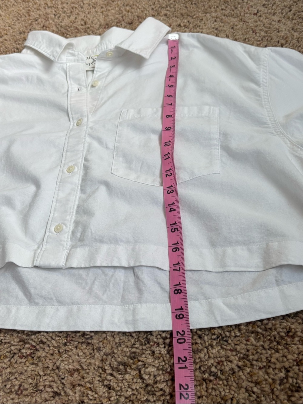 White Cropped Button-Front Shirt - Picture 5 of 5